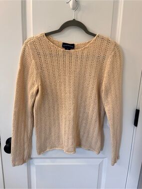 Charter Club Butter yellow/cream Open-Weave Crewneck Sweater
